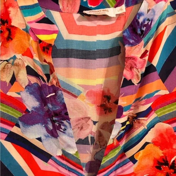 Johnny Was EUC Summer Stripes Maxi Kaftan dress - Picture 6 of 12